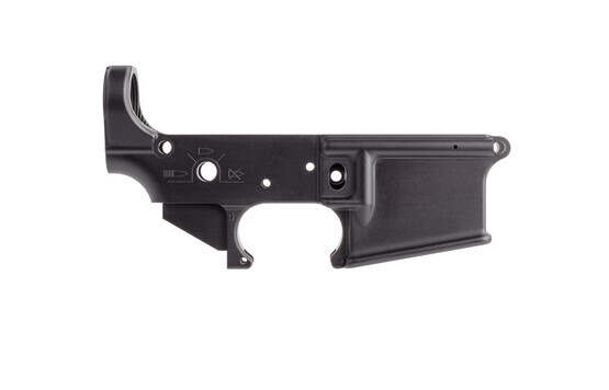 Sons of Liberty Gun Works stripped angry patriot AR-15 lower receiver is cut to proper MIL-SPEC dimensions from 7075-T6 forgings